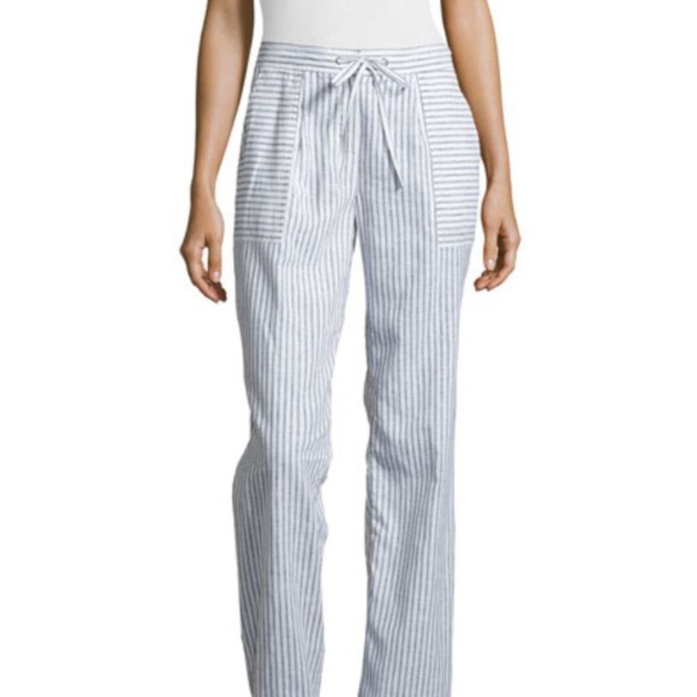 Laundry by Shelli sepal linen striped lounge pants